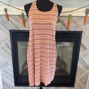 LOFT Beach Dress Sleeveless Casual Sundress Geometric Print Orange Purple‎ S